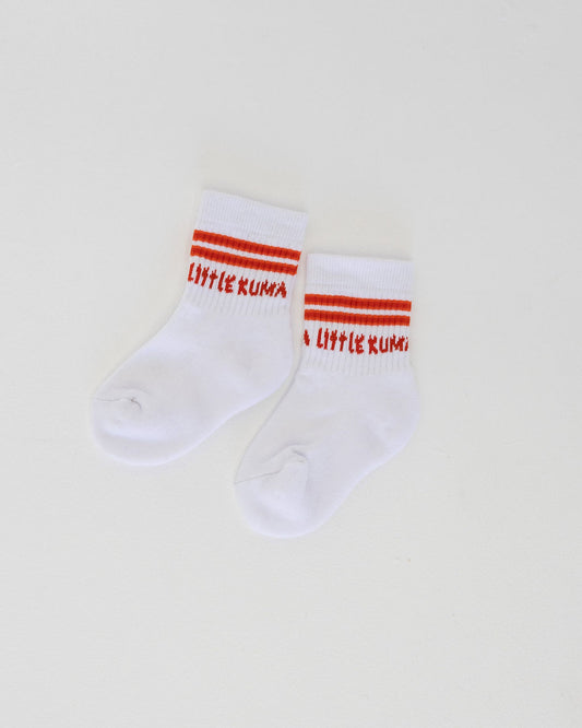 Crew socks, kid socks, white, Japanese design.