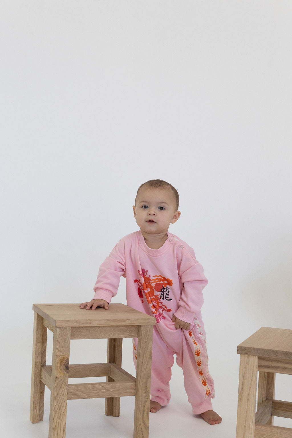 Oversized, pink romper, Japanese prints and design, side tape