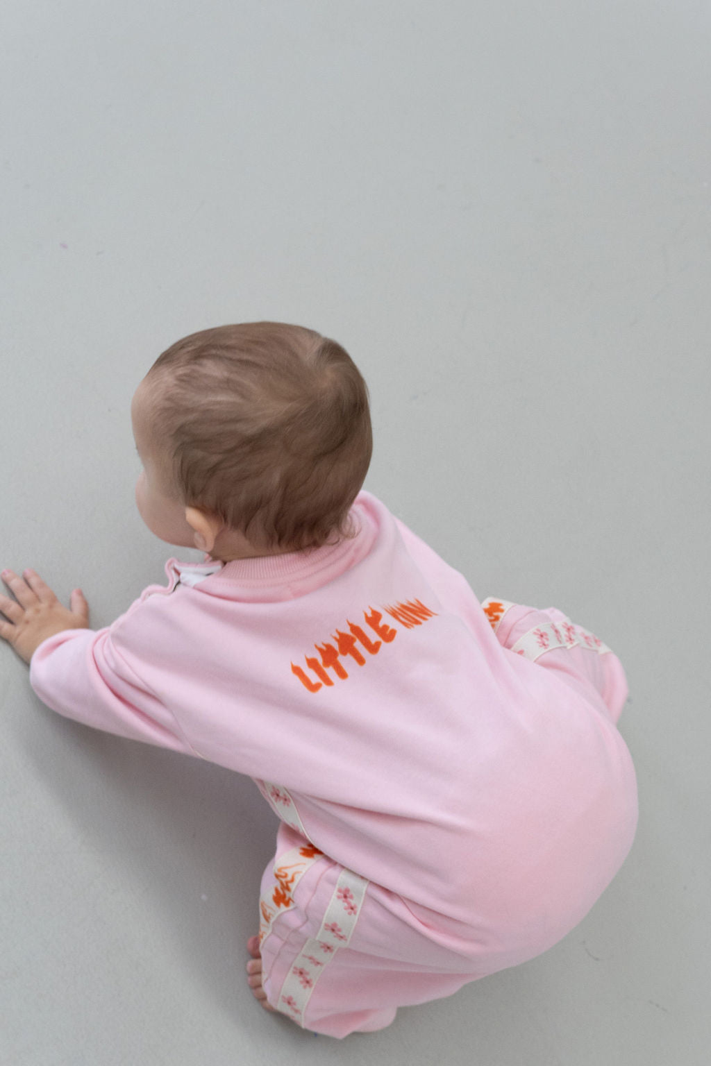 Little Kuma logo, pink romper, kids and toddler, oversized, Japanese print