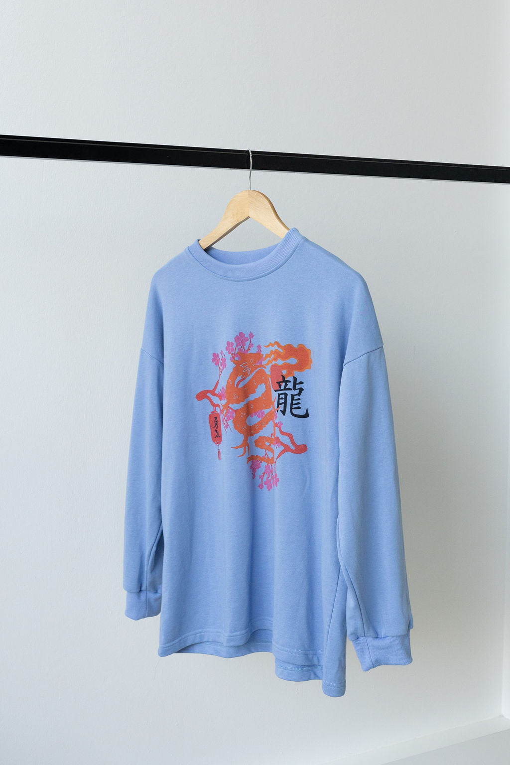 Relaxed fit, blue sweatshirt, mama and mini matching, Japanese design