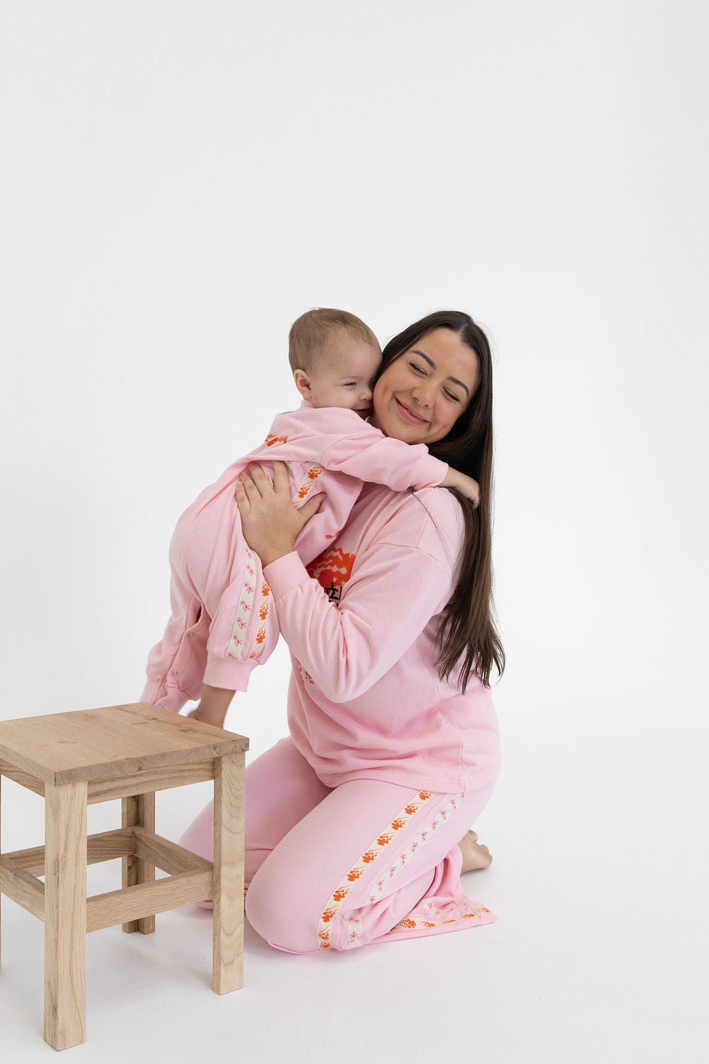 Pink sweatshirt, Japanese design, oversized, Mama and mini matching
