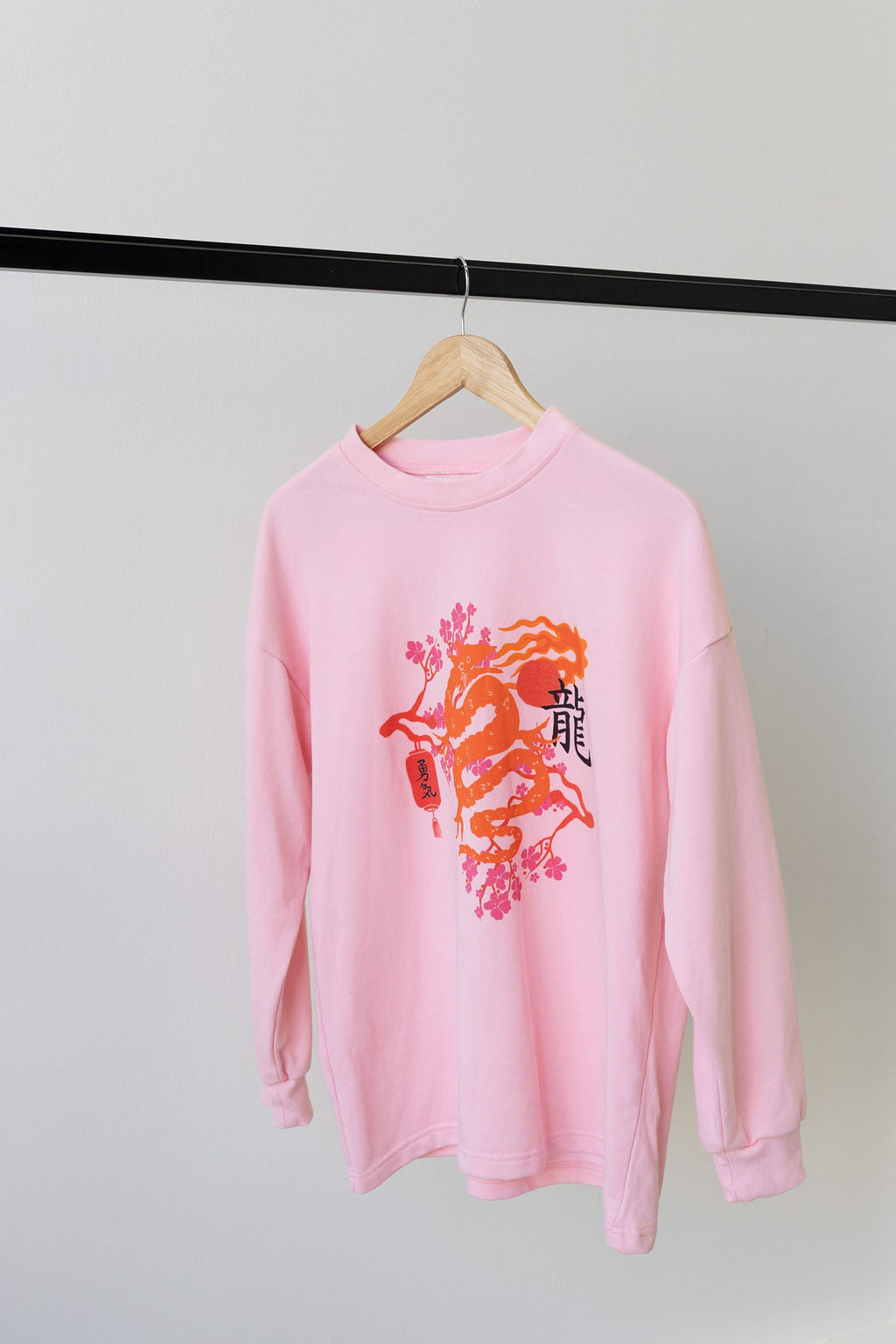 Pink sweatshirt, Japanese design, oversized, Mama and mini matching